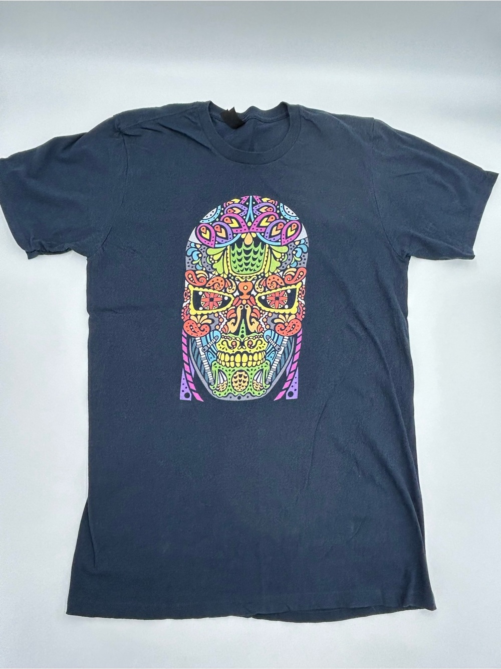 District The Concert Tee Navy with Neon Day of the Dead Skull L